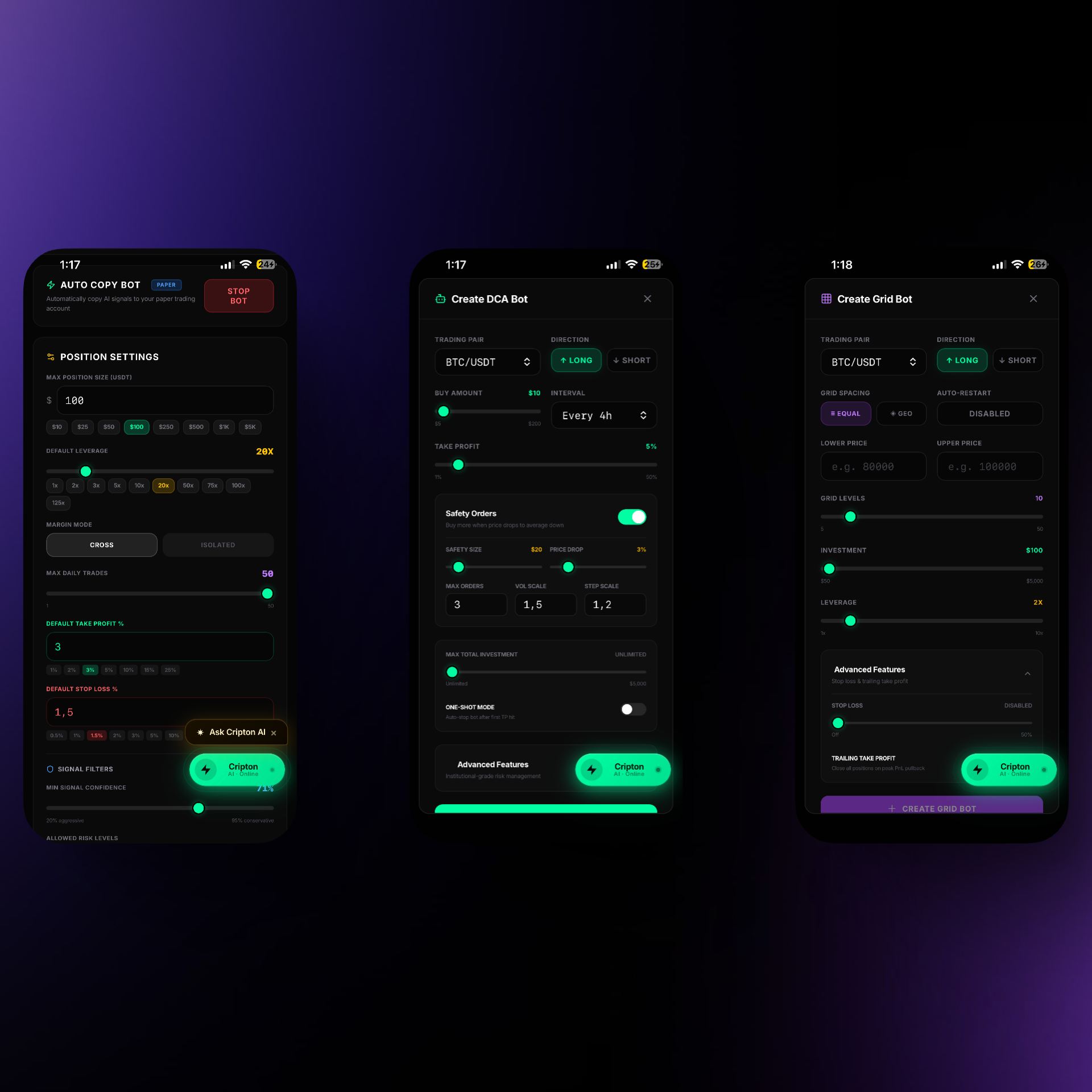 Cripton AI — Auto Copy Bot, DCA Bot y Grid Bot en la app móvil